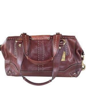 Coach Hampton Andrea 10555 Cognac Leather Double Handle Satchel-Excellent shape!